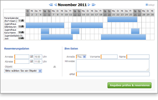 Reservierungskalender für mehrere Objekte in der Monatsansicht